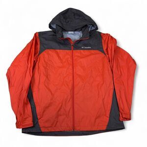 Columbia Windbreaker Men L Red Gray Nylon Outdoor Hiking Rain Jacket Waterproof